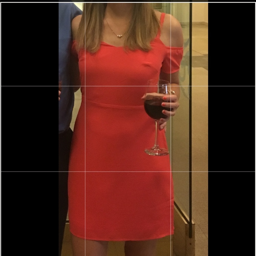 Hot pink cold-shoulder Express dress